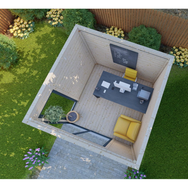 Bureau de jardin en bois massif 8,88m² – madriers 40mm Gardy Shelter – Image 3