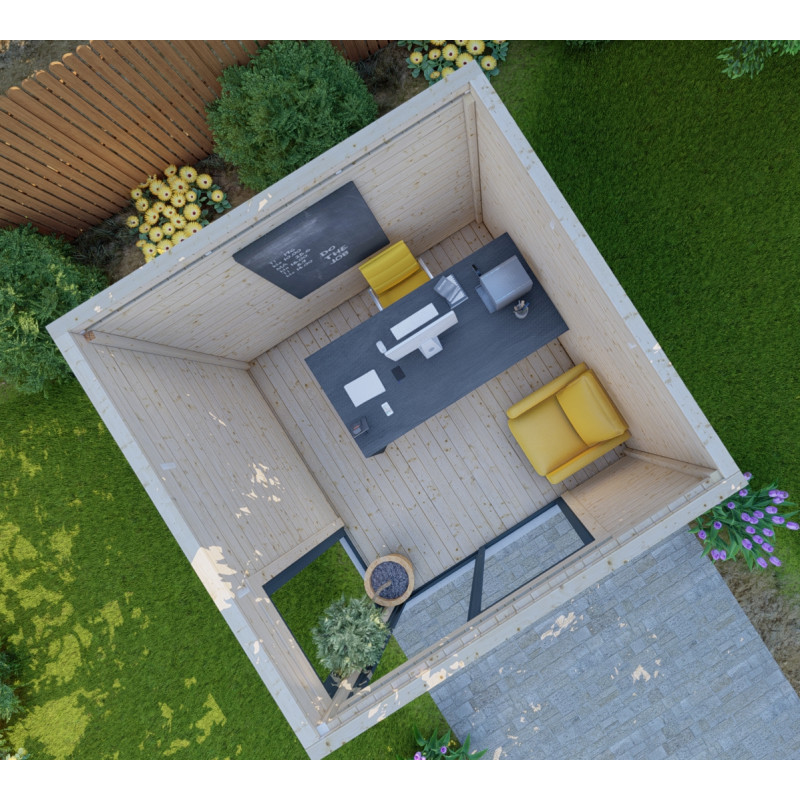 Bureau de jardin en bois massif 8,88m² – madriers 40mm Gardy Shelter – Image 4