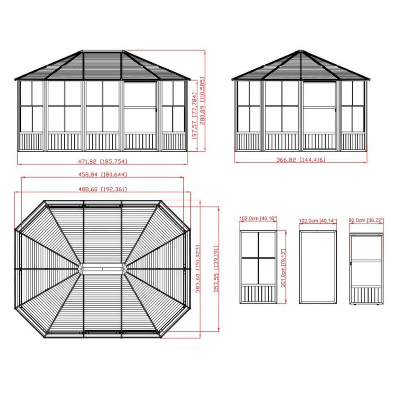 Pavillon Charlestone 384x489cm en aluminium et acier galvanisé – SOJAG – Image 10