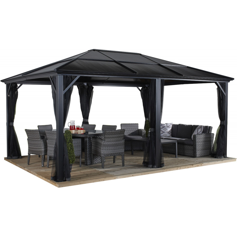 Pergola de jardin Meridien 365x485cm en aluminium anthracite et polycarbonate 8mm – SOJAG – Image 7