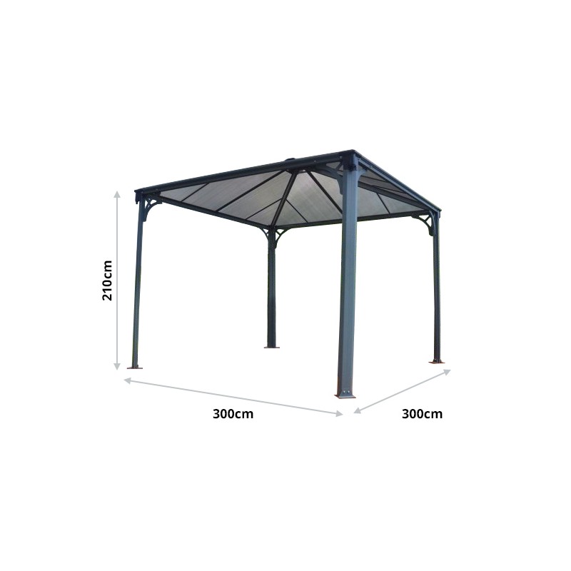 Tonnelle de jardin 3x3m en alu gris anthracite et polycarbonate – Image 8