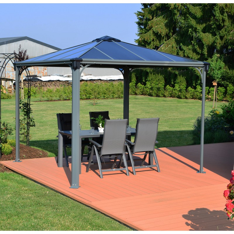 Tonnelle de jardin 3x3m en alu gris anthracite et polycarbonate – Image 9