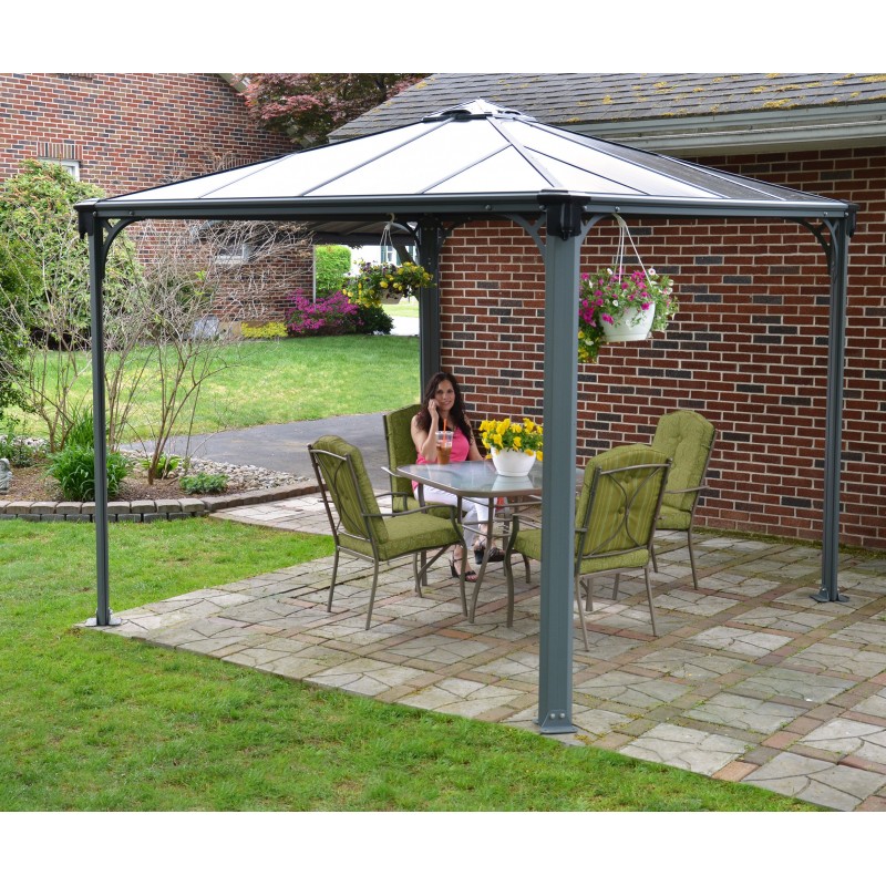Tonnelle de jardin 3x3m en alu gris anthracite et polycarbonate – Image 13