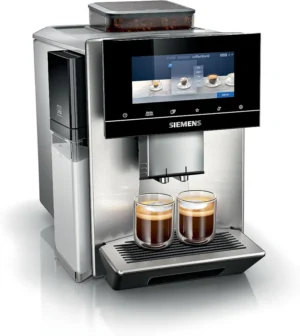 Siemens Machine à café automatique EQ900 plus TQ905DZ3, 36 spécialités de café internationales, degré de mouture individuel, contrôle par application, grand écran tactile, acier inoxydable
